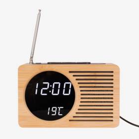 Radio/Reloj Retro Bamboo